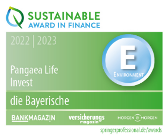 Sustainable award in finance Auszeichnung „Sustainable Award in Finance“ für Pangaea Life Invest, Kategorie Environment.