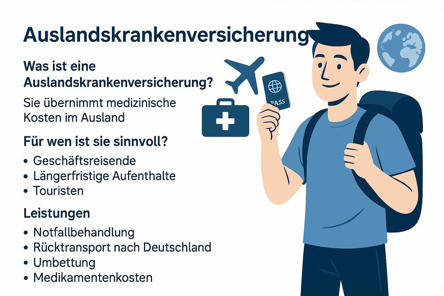 Auslandskrankenversicherung schützt bei Krankheit oder Unfall im Ausland