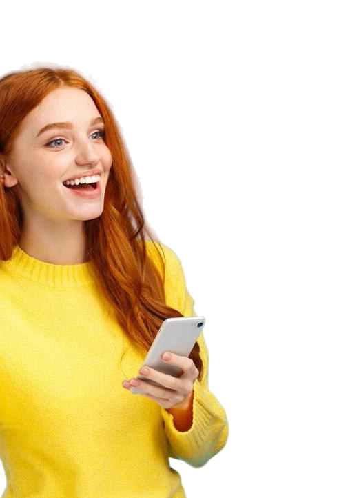 cute-friendly-outgoing-woman-with-red-hair-holding-smartphone-messaging-waving-someone
