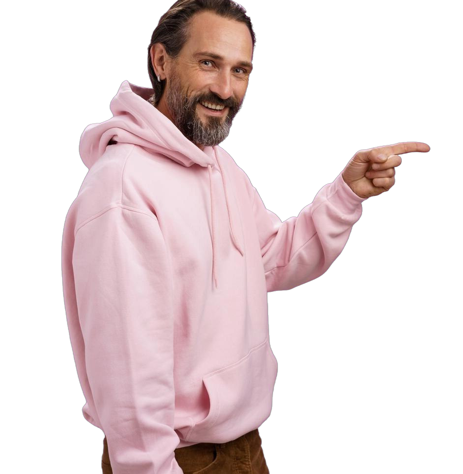 cheeky-goodlooking-bearded-mature-guy-grey-hair-wrinkles-standing-profile-pointing-left-turning Die Rechtsschutzversicherung ist wichtig, weil sie die Anwalts und Gerichtskosten bei Streitigkeiten deckt.