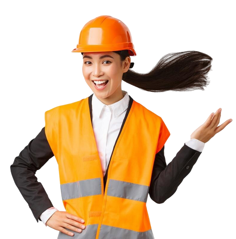 successful-confident-asian-female-chief-engineer-architect-safety-helmet-looking-upbeat-winning-triumphing-as-finish-great-project-feeling-superior-standing-white-background Unfallversicherung schützt vor finanziellen Risiken bei Unfällen und Verletzungen